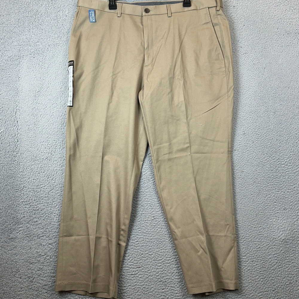 NEW Haggar Pants Mens 42X29 Premium No Iron Khaki Tan Classic Fit Chino Stretch